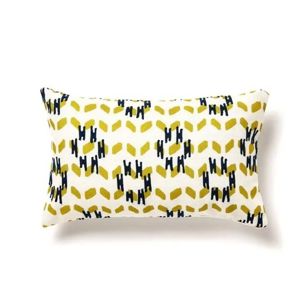 Divine Home CF Arrow Root Indoor/Outdoor Throw Pillow, Gold/Blue/White 12